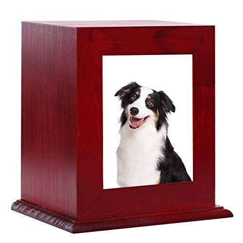 BRKURLEG Dog Urns for Ashes, Animal Wood Urn, Red