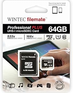 Filemate Professional Plus 64GB microSDXC UHS-I U1 Class 10 Flash Memory Card with SD Adapter