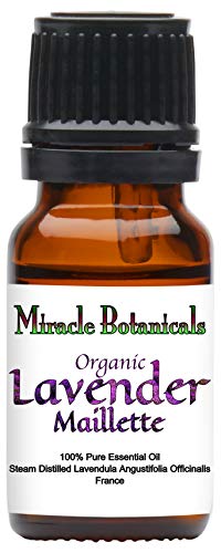 Miracle Botanicals Organic Maillette Lavender Essential Oil - 100% Pure Lavandula Angustifolia Officinalis - 10ml or 30ml Sizes - Therapeutic Grade - French Maillette 10ml