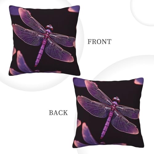 Housse de coussin libellule violette 50x50 cm double face pour canapé de salon - 4