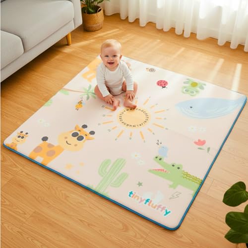 Alfombra Bebe Acolchada Plegable -130x130 2cm, Colchoneta Bebe Suelo, Suelo Bebes Acolchado, Alfombra Juegos Bebe, Tummy Time Bebe, Alfombra Suelo Bebe, Alfombra Gateo Bebe, Alfombra Infantil