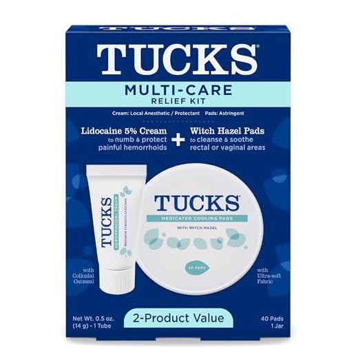 Tucks Multi-Care Relief Kit – 40 Count Witch Hazel Pads & 0.5 oz. Lidocaine Cream - Protects from Irritation, Hemorrhoid Treatment Medicated Pads Used by Hospitals