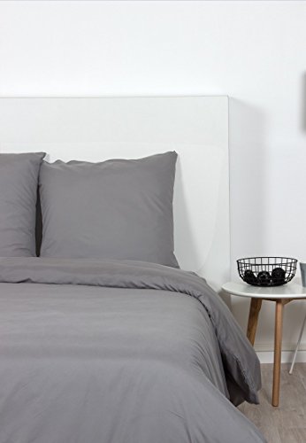 Comptoir des Tisseurs - Lot De 2 Taie d'oreiller Unie Microfibre 63X63 Cm Gris Anthracite Cover
