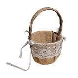 Cesta de flores: fabricada con material de yute y encaje, útil, práctica y creativa de usar, cesta de flores tejida
