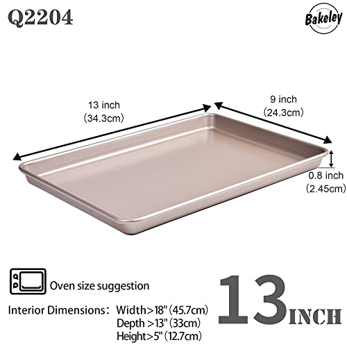 Bakeley 13-Inch Baking Sheet Pan, Non-Stick Carbon Steel Meat Bread Jelly Roll Pizzas Pastries Rimmed Cookie Sheet Pan For Oven Roasting 13" × 9" × 0.8" #TOP1