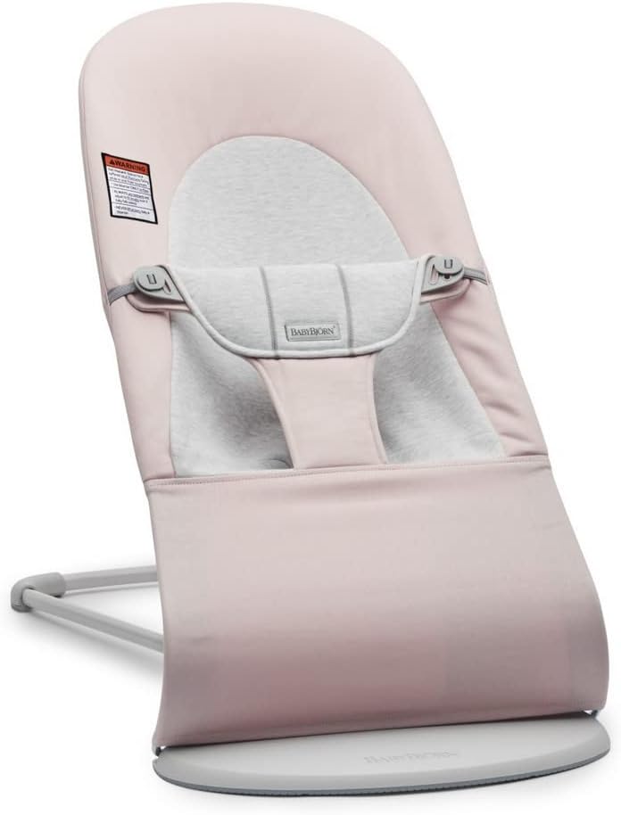 BabyBjörn Bouncer Balance Soft, Light Gray Frame, Cotton/Jersey, Light Pink/Gray