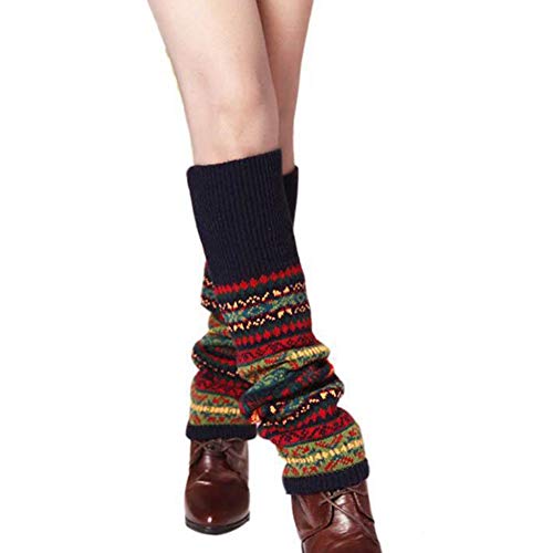 MoreChioce Longue Tricotée Chaussettes,Femme Hiver Jambière Legging Warmers Knitting Couverture de Botte Bohême Chaussettes Hautes,Noir