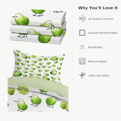 Housse de couette 240x260 verte microfibre infroissable kiwi