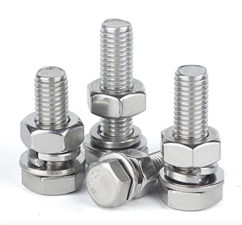 Vis de boulon hexagonal M6 en acier inoxydable pour assemblage durable - Lot de 25 kits M6x45 - 5