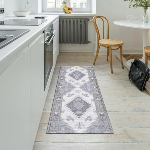 Alfombra de pasillo de 60 x 180 cm gris vintage antideslizante para decoración 5