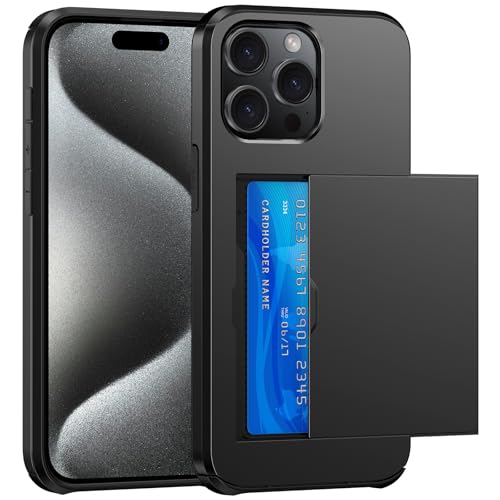 SZSSZSM Wallet for iPhone 15 Pro Max Case with Card Holder Black