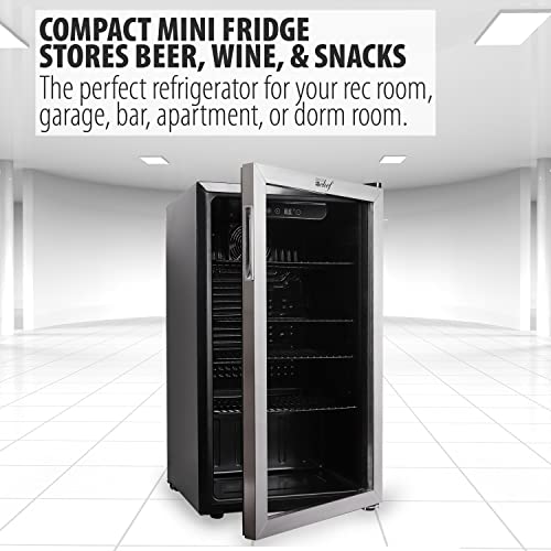 Deco Chef Beverage 118-Can Beverage Refrigerator And Cooler With Glass Door, Digital Temperature Gauge, Cooling Convection Fan, Simple Controls, 3.2 Cubic Feet, Four Adjustable Shelves #TOP3