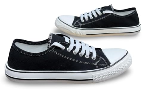 Image of Classic Canvas Low-Top Sneakers, Casual Lace-Up Style with Rubber Sole for Mens