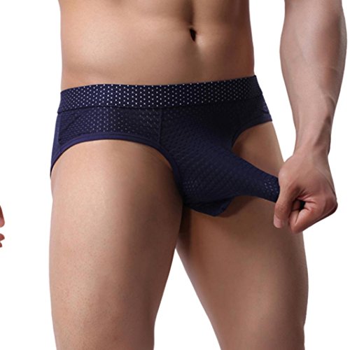 Hombres Ropa Interior Alta calidad Algodón Sexy Calzoncillos para hombre Boxers LMMVP (M, Azul Oscuro)