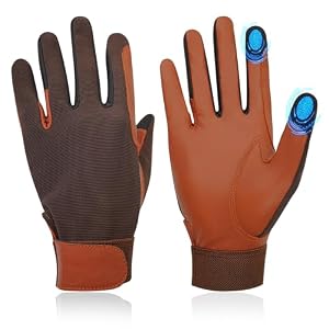 Thapower Women 100% Leather Horse Riding Gloves | Windproof & Breathable，Equestrian Horseback Riding Gloves for Outdoor Cycling Driving Gardening