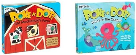 Melissa & Doug Poke-a-Dot! Interactive Board Book Bundle - Old MacDonald's Farm & Who's in the Ocean? Educational Sensory Books with Pop Buttons for Ages 3+