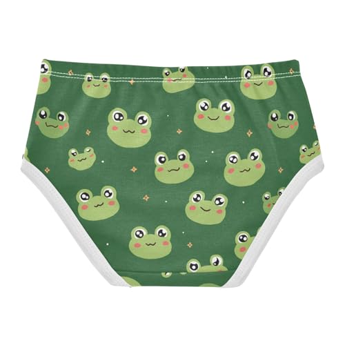 Wusikd Cute Frogs Face Girls' Underwear Cotton Green Girls Briefs Soft Toddler Underwear 2T2