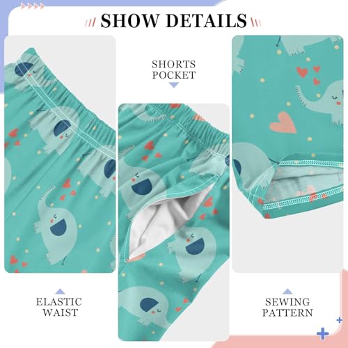 Elephant Sweet Love Heart Boys Long Pants Soft Trousers Elastic Waist Kids Lounge Bottoms with Pockets S-XL4