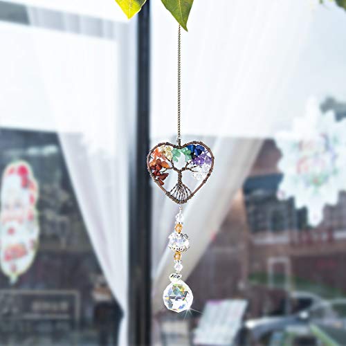 image for H&D HYALINE & DORA Suncatcher Window Hanging Tree of Life Heart Shaped