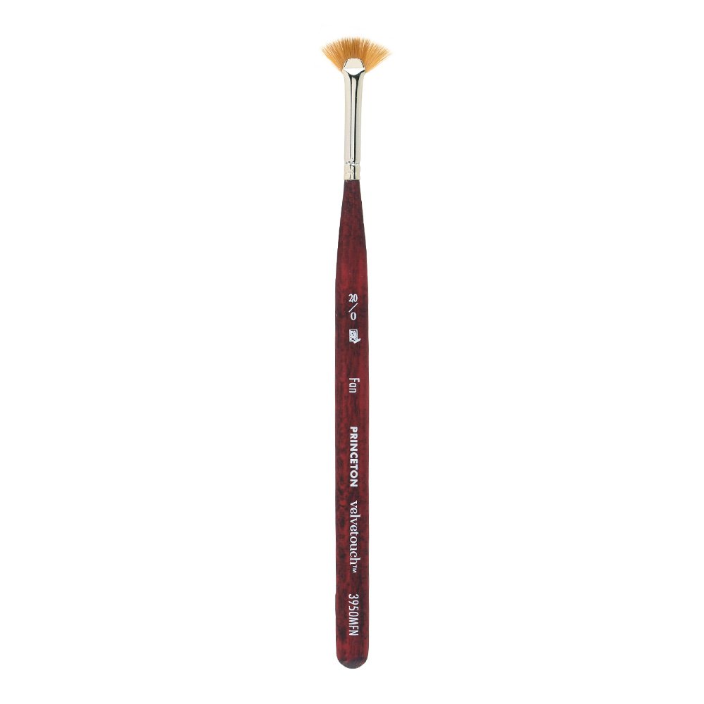 Princeton Velvetouch Artiste, Mixed-Media Brush for Acrylic, Watercolor & Oil, Series 3950 Mini Fan Luxury Synthetic, Size 20/0 โ image 1