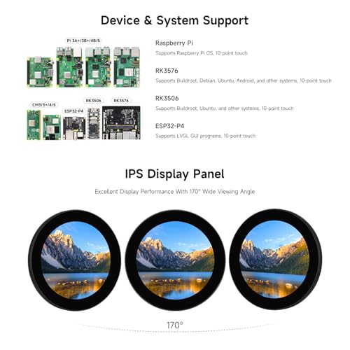 Écran tactile DSI rond 3.4 pouces IPS 800x800 Waveshare pour Raspberry Pi - 5