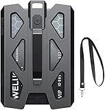 Weluck Badge Holder Wallet, Aluminum Card Holder with Metal Clip, Lanyard ID Holder 4 Cards Storable for Business Office Work Police Outdoor Gift (Black02)
