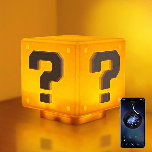 3D Icon Light Night Lights, Fragezeichen Lampe mit Spiel-Soundeffekte, Game Würfel Lampe, Fragezeichen Soundtrack für Schlafzimmer, Wohnzimmer, Kinder und Fans