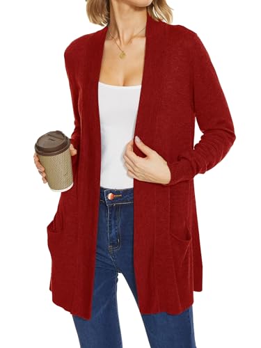 Image of Spicy Sandia Women's Basic Open Front Long Cardigan Sweaters with Pockets