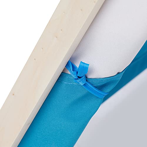 Relaxdays speeltent voor kinderen, laag, met venster & deur, HBD: 92 x 86 x 120 cm, wigwam kindertent, binnen, blauw/wit - Afbeelding 7