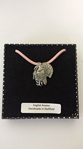 Pendentif étain anglais B17 et son cordon rose réglable pour le quotidien