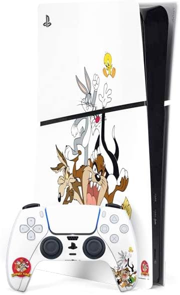 Skinit Decal Gaming Skin Compatible with PS5 Slim Digital Edition Bundle - Officially Licensed Looney Tunes Identity Pattern Design