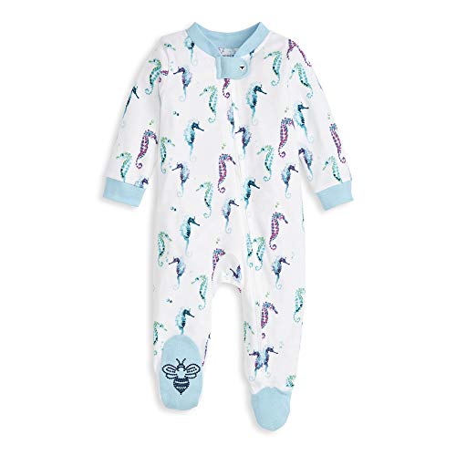Image of Burt's Bees Baby unisex-baby Sleep & Play, Organic One-piece Romper-jumpsuit Pj, Zip Front Footed Pajama