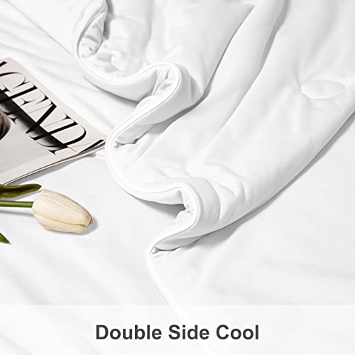 Image of LLanCL Cooling Blankets for Hot Sleepers - Cool Like Ice Cream Lightweight Blanket for Summer with Double Side Cold, Cooling Comforter, Quilt, Fabric for Bed (Queen Size 79 inch x 91 inch White)