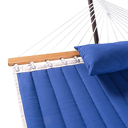 Harbourside 12 Ft Outdoor Quilted Hammock With Stand Included, 2 Person Hammock With Heavy Duty Stand, Pillow And Spreader Bars, For Patio Poolside Garden Backyard Lawn, 450Lbs Capacity (Navy Blue) #TOP4