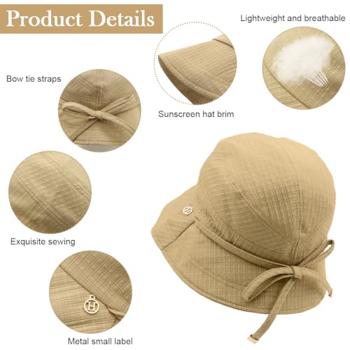Image of SANNIDHI Sun Hats for Women Bucket Hat for Women, Wide Brim Summer UV Protection Beach Hat, Outdoor Casual Womens Hats with Chin Strap, Fashion Ladies