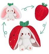 Amazon.co.jp: Emoin イチゴ ウサギぬいぐるみ 変形ぬいぐるみ 抱き枕