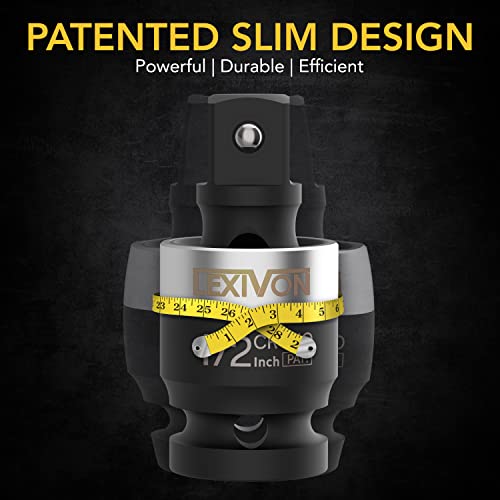 Lexivon Impact Universal Joint - Patented Slim Design | 3-Piece 1/2", 3/8", And 1/4" Socket Swivel Set | Chrome-Molybdenum Steel Full Impact Grade (Lx-113-S) #TOP1
