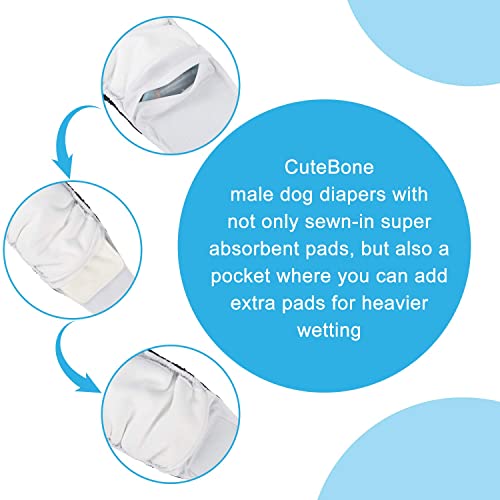 Image of CuteBone Dog Belly Bands for Male Dogs Wraps Washable Doggie Diapers DM06XL