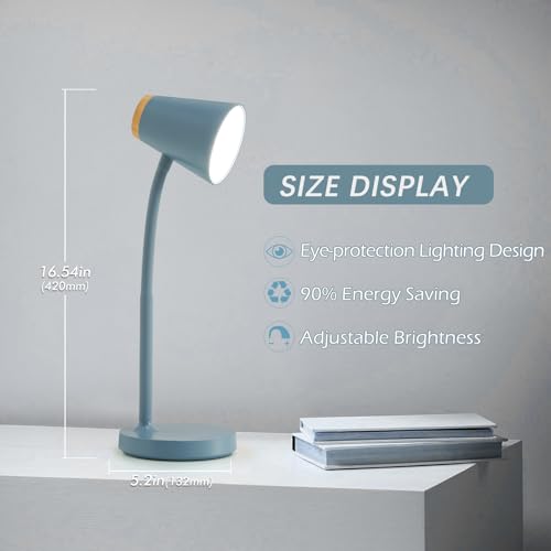 Image of EJIAXIN Desk Lamps for Home Office - Small LED Desk Lamp Touch Dimmable Reading Light for College Dorm Room - Adjustable Flexible Gooseneck Table Lamp for Bedside Bedroom Nightstand Blue