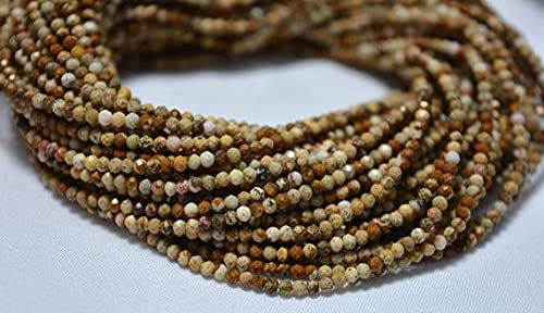 Perles picture jasper 2.20mm rondelles facettées LKBEADS 10 rangs
