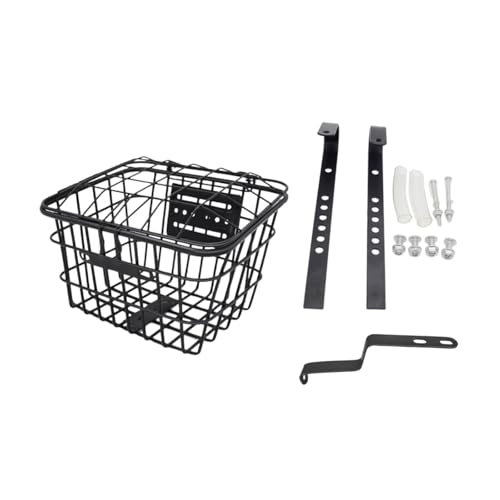 Yiju Kids Bike Basket Front Decoration Carrying Versatile Easy Install Front Handlebar Basket for Girls Boys Biking Parks Riding, with lid