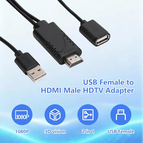 Adaptador USB hembra a HDMI macho 2 en 1 1080P miniatura 3