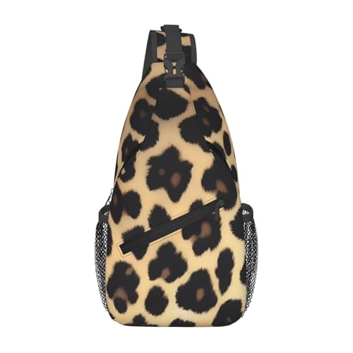 Mochila sling negra estampado leopardo para hiking y viaje miniatura 1