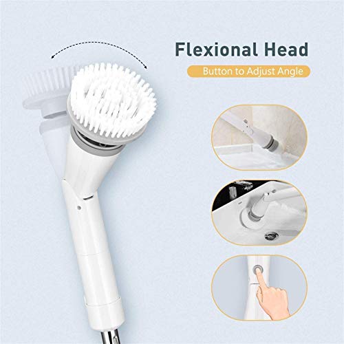Homitt Electric Spin Scrubber Cordless Shower Scrubber, 360 Power Scrubber, Tub and Tile Scrubber with 4 Replaceable Scrubber Brush Heads, 1 Extension Arm for Cleaning Bathroom, Floor, Wall, Kitchen - Thumbnail 7