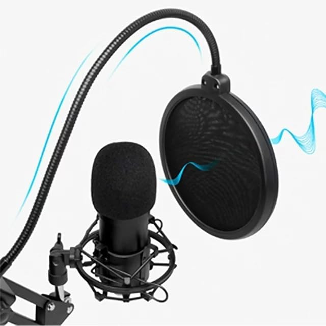 Miniatura 2 de Micrófono de condensador, computadora de PC, podcast, micrófono de condensador USB, kit de micrófono de metal cardioide para grabación, podcasting,