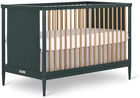 Dream On Me Clover 4-in-1 Modern Island Crib with Rounded Spindles in Olive, Convertible Crib, Mid-Century Meets Modern, Coordinates with The Clover Changing Counter