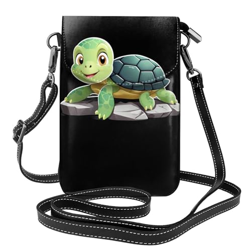 Sac téléphone portable en cuir avec bandoulière et motif tortue pour garder les mains libres