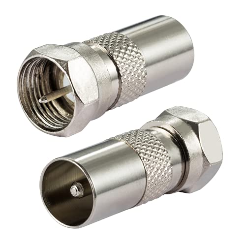 POBADY TV Aerial Coaxial Cable Adapter F Type Male to TV Male Adapter DVB-T T2 TV Tuner Antenna Adapter HD TV for TV Ariel BK LED 4K 3D UHD TV (2 pcs)