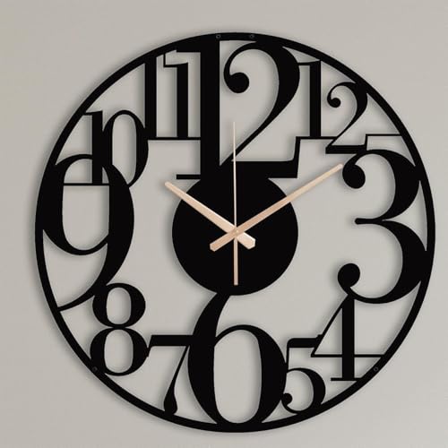 Image of Metal Wall Clock for Living Room, Bedroom, Office, Kitchen, Home and Hall, Stylish Designer Big Size Modern Wall Watch for Home Decor Black (Numeric, 50 CMS)