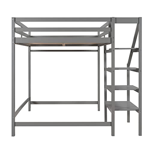 Softsea Full Loft Bed With Hanger And Stairs High Wood Loft Bed For Kids Adults #TOP5